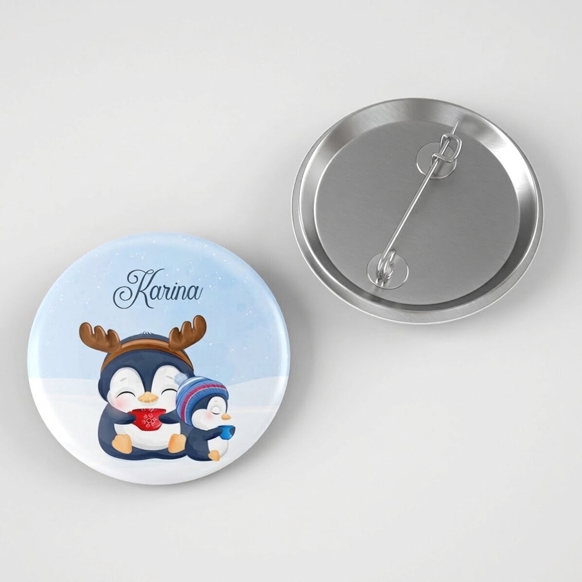 Spilla personalizzata con scritta - Pinguini