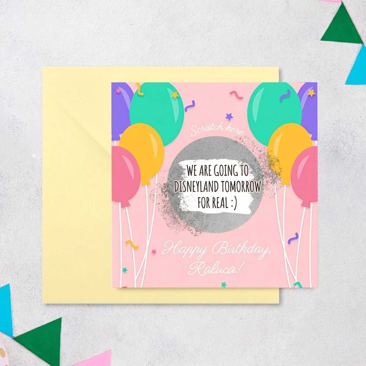 Biglietto gratta e vinci personalizzato con messaggio - Compleanno