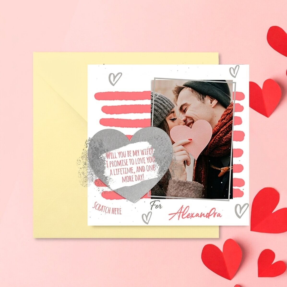 Carta gratta e vinci personalizzata con messaggio e foto - Love