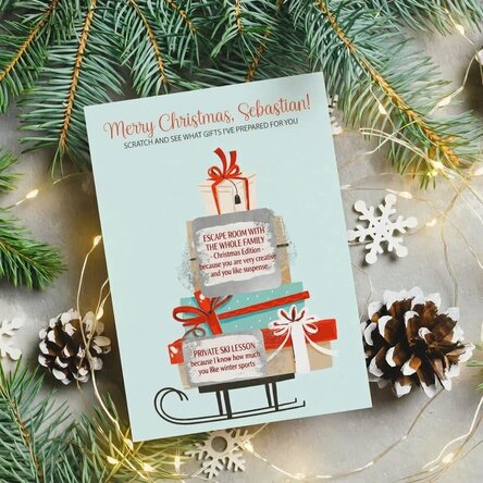 Carta gratta e vinci personalizzata con messaggio - Regalo di Natale
