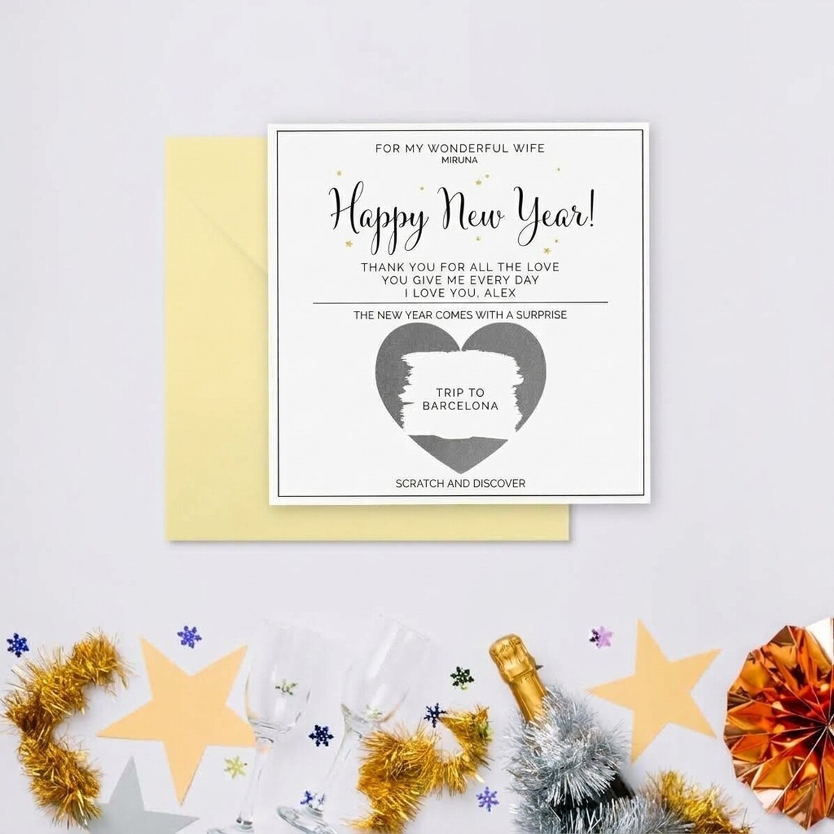 Cartolina da grattare personalizzata con messaggio - Elegante modello natalizio
