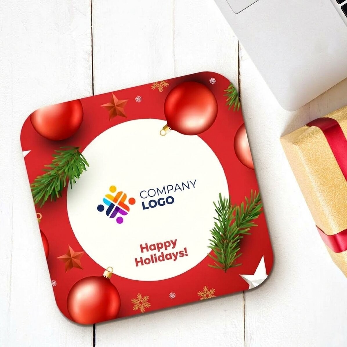 Portabicchieri personalizzato con logo e testo - Buone feste