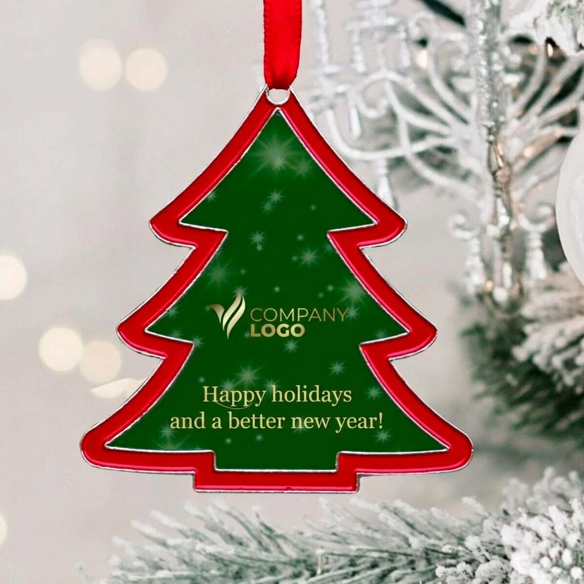 Decorazione natalizia personalizzata con logo e messaggio - modello "alberello"