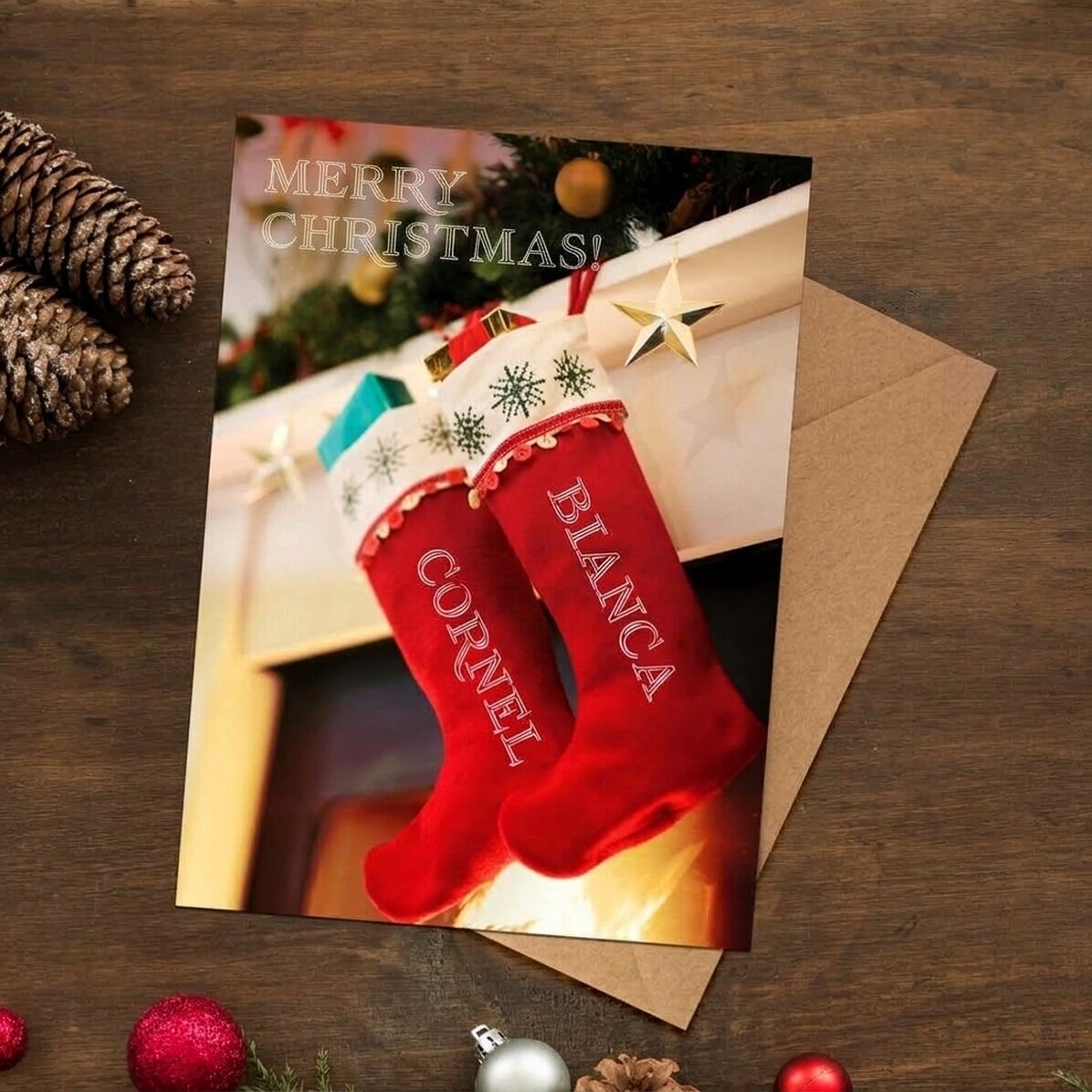 Biglietto di auguri magnetico personalizzato con testo natalizio - La magia del Natale