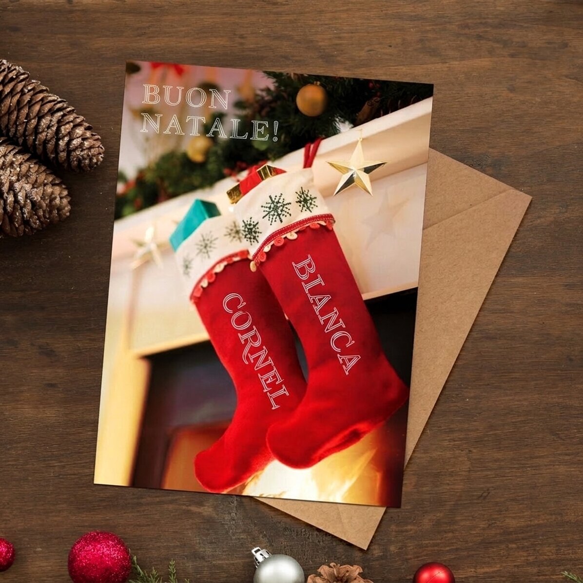 Biglietto di auguri magnetico personalizzato con testo natalizio - La magia del Natale