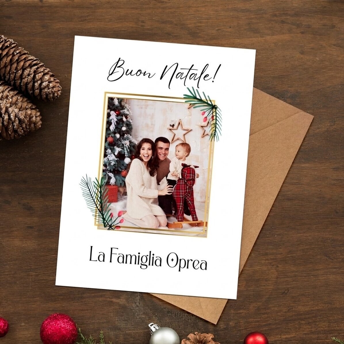 Biglietto di auguri magnetico personalizzato con foto e testo - Buon Natale