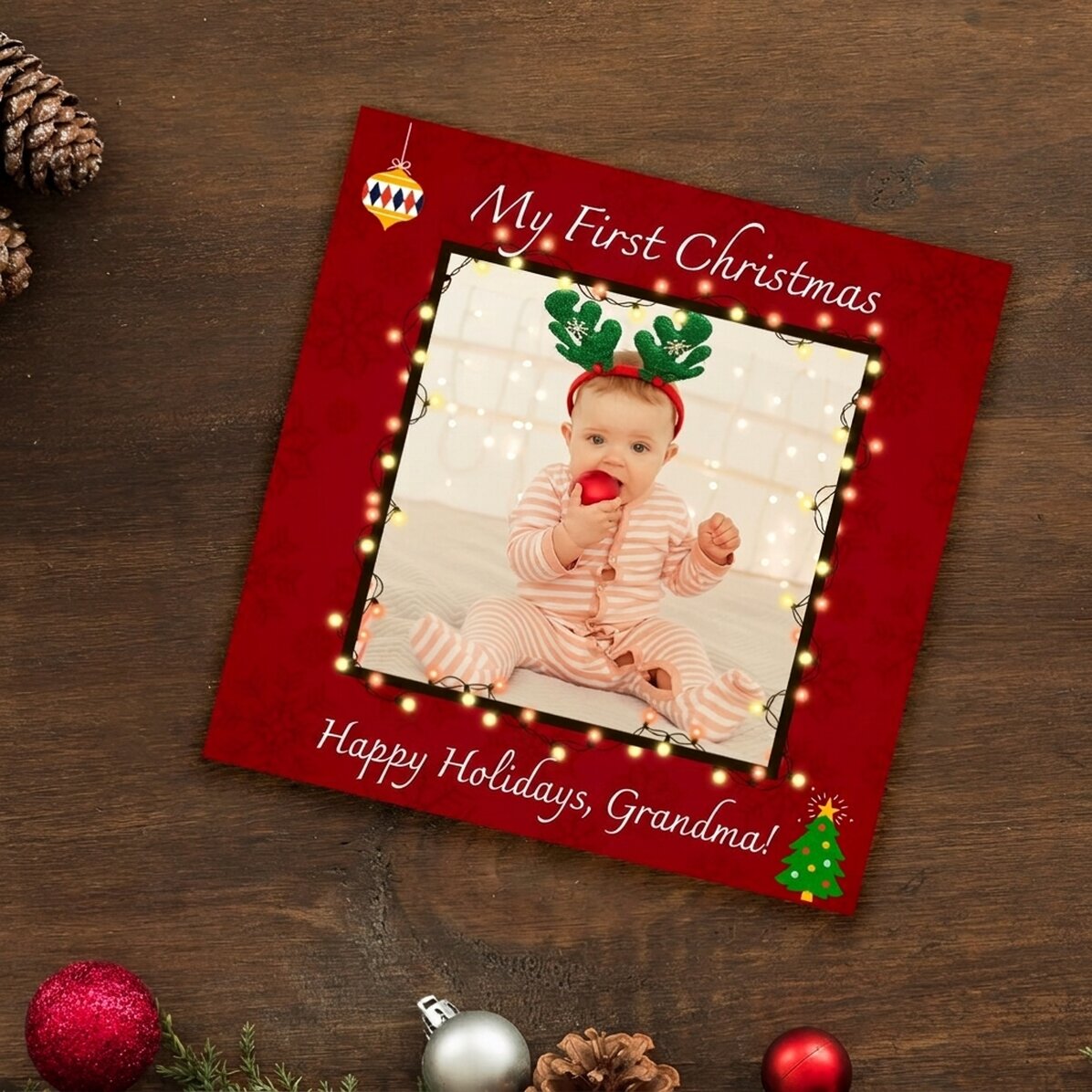 Magnete 10x10 personalizzato con foto e testo - Il mio primo Natale