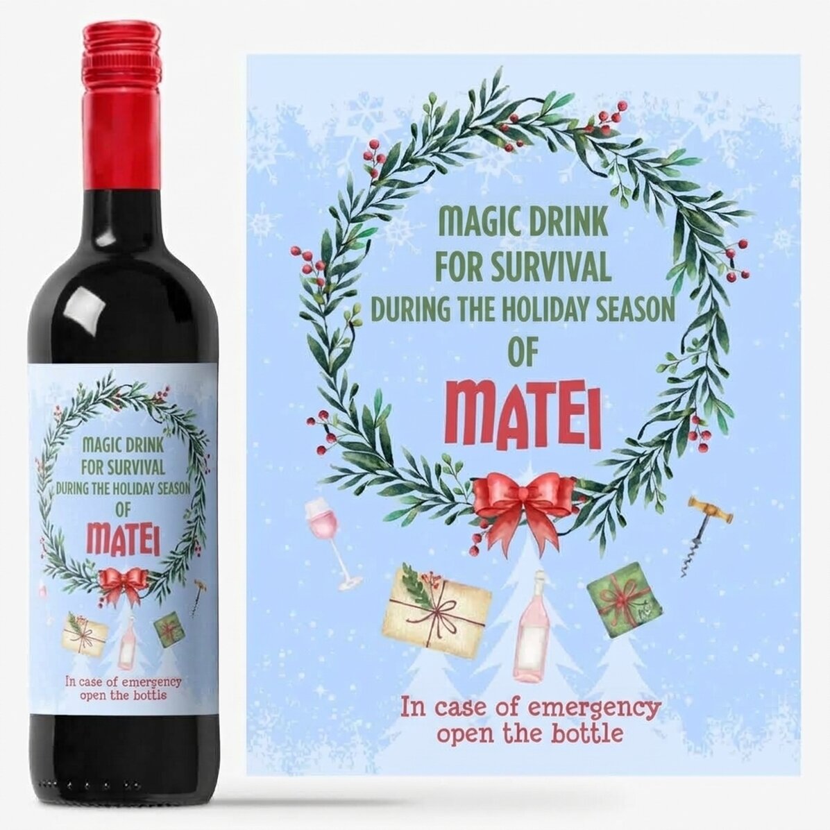 Vino personalizzato con messaggio - La bevanda magica delle feste
