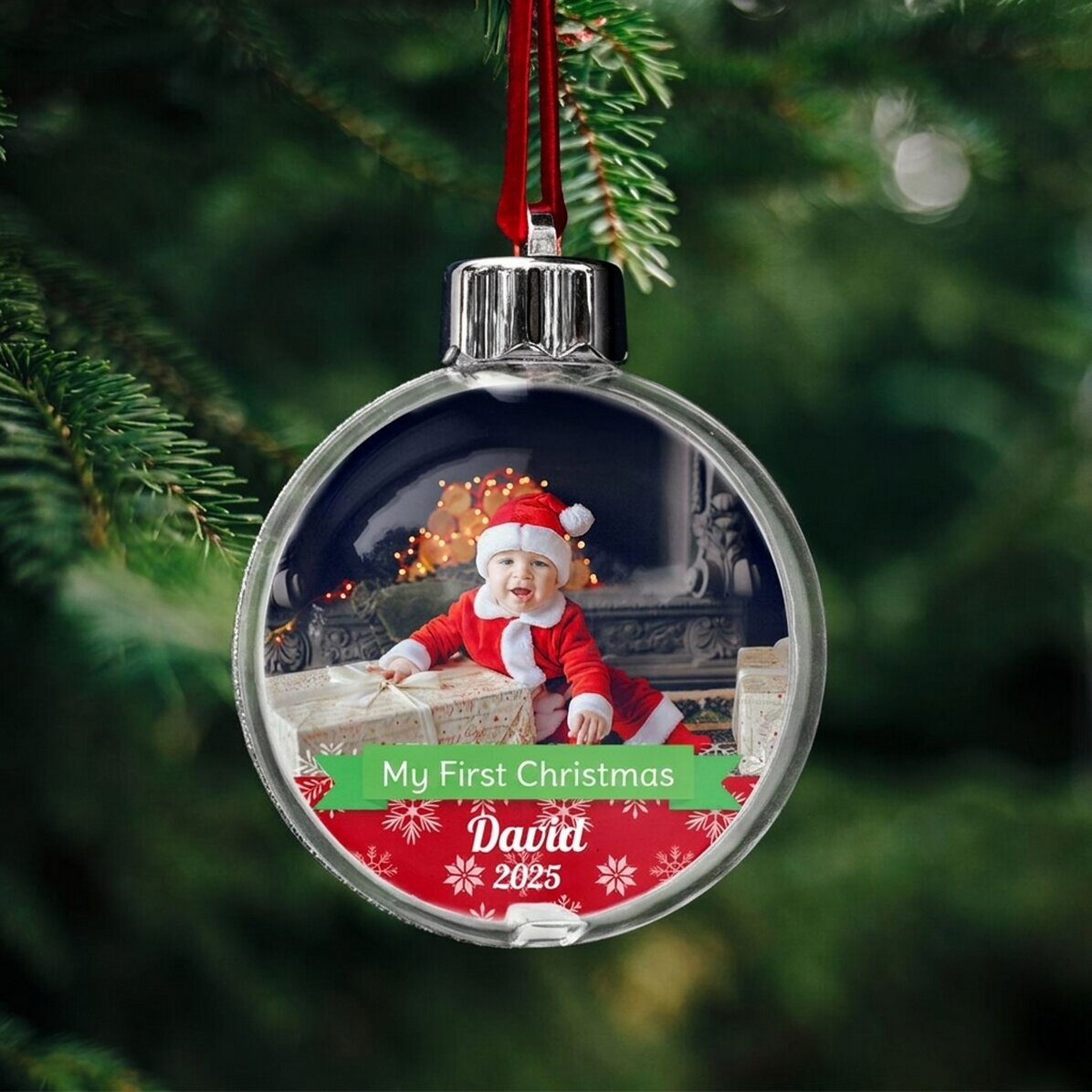 Globo personalizzato con foto e testo - Il mio primo Natale