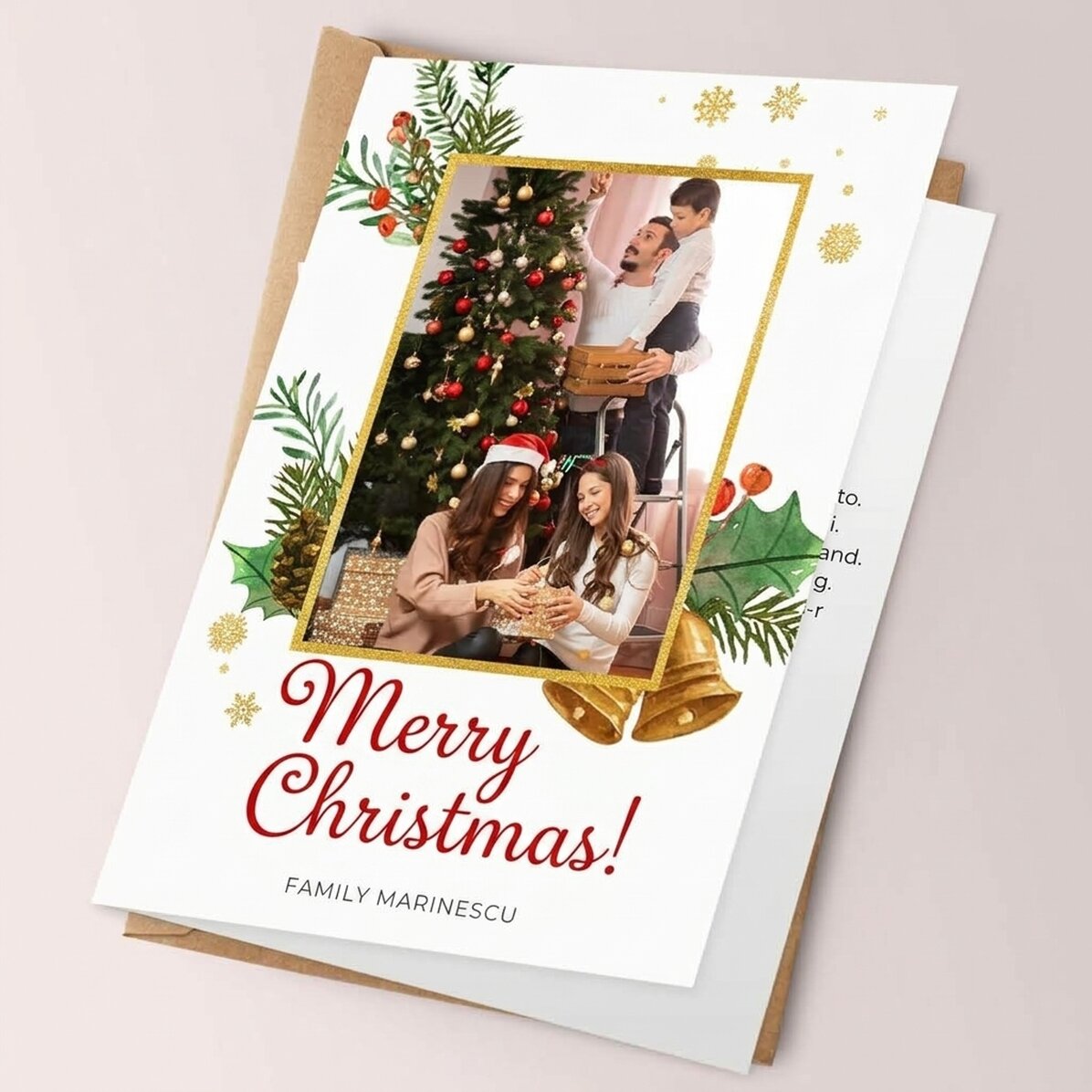 Biglietto di Natale personalizzato con foto e testo - Cornice glitterata
