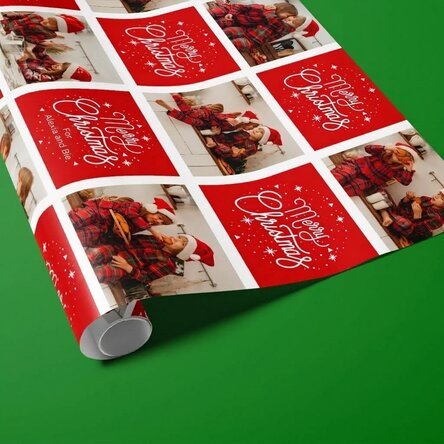 Carta da regalo personalizzata con 12 foto e testo - Quadrati e messaggi natalizi