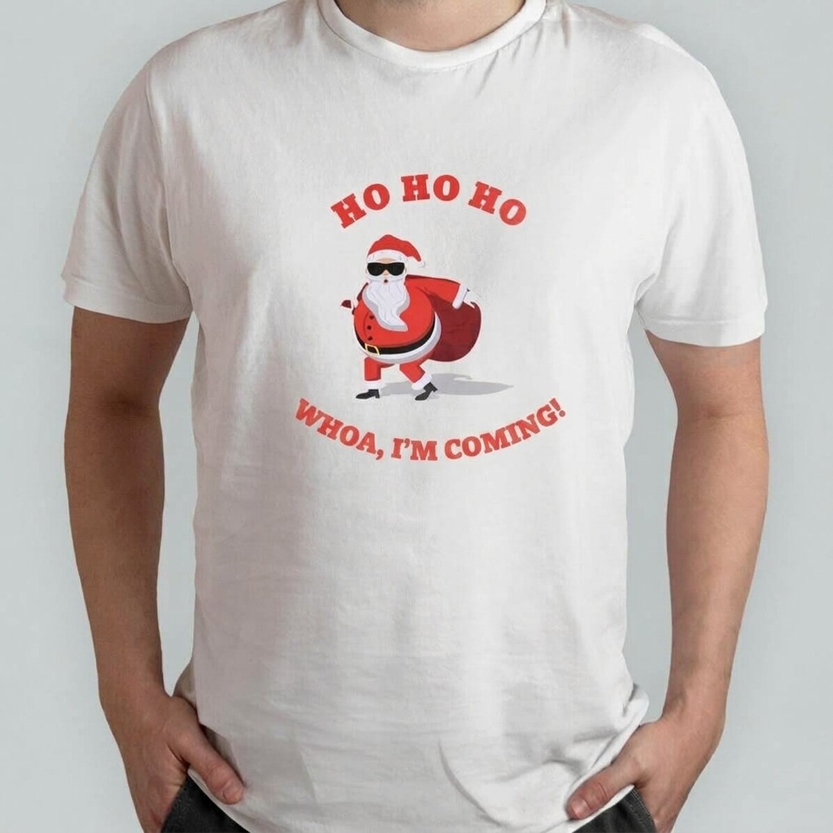 Maglietta in cotone personalizzata con scritta - HO HO HO