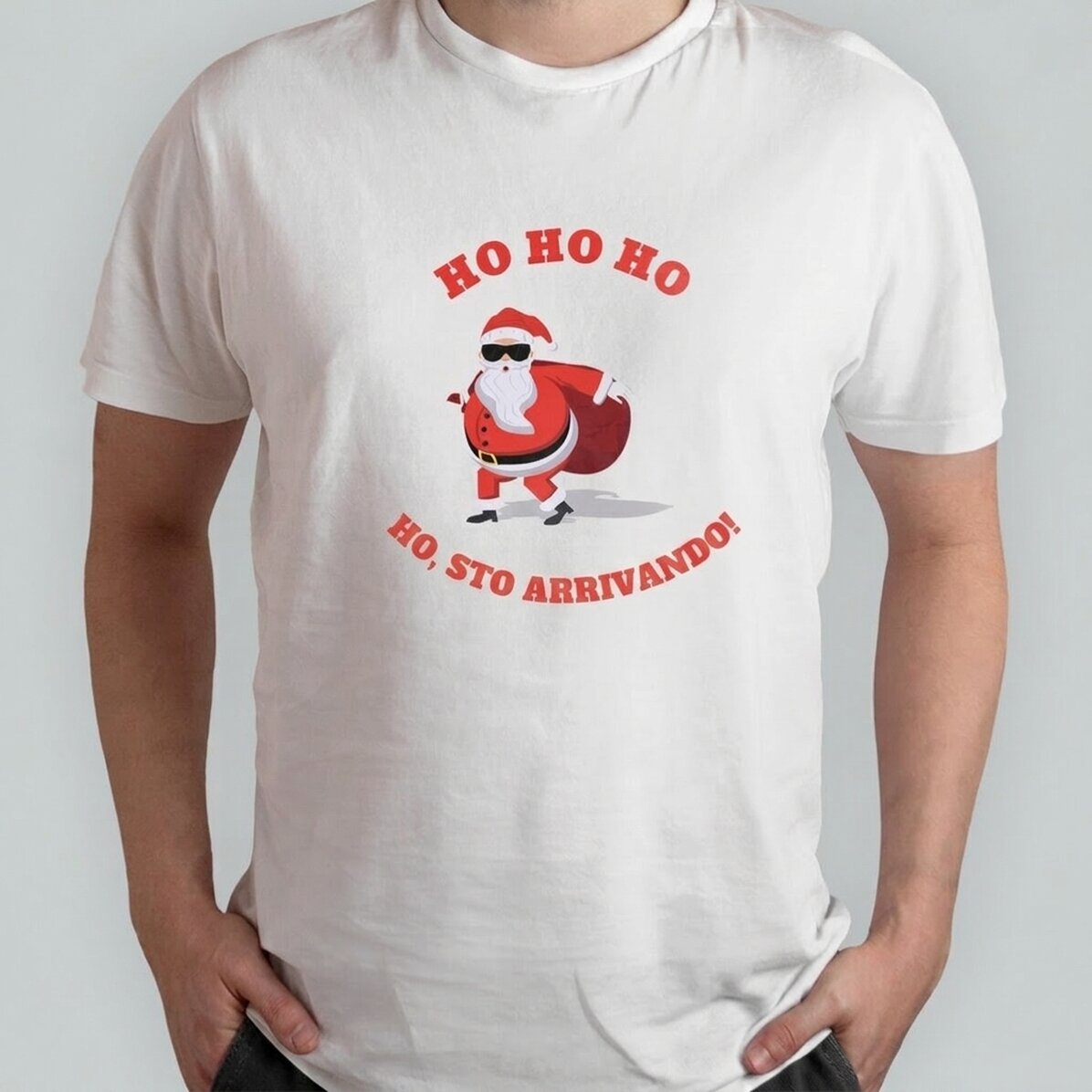 Maglietta in cotone personalizzata con scritta - HO HO HO