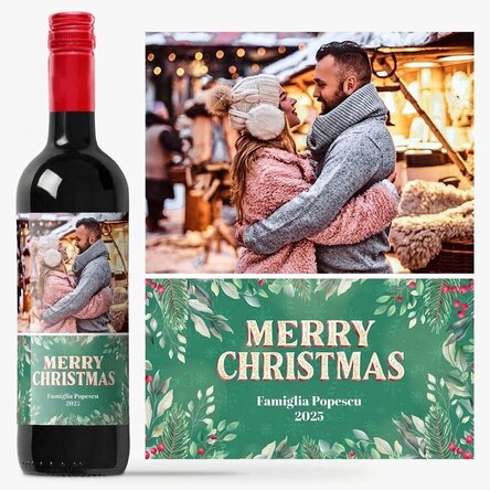 Vino personalizzato con una foto e un augurio - Buon Natale