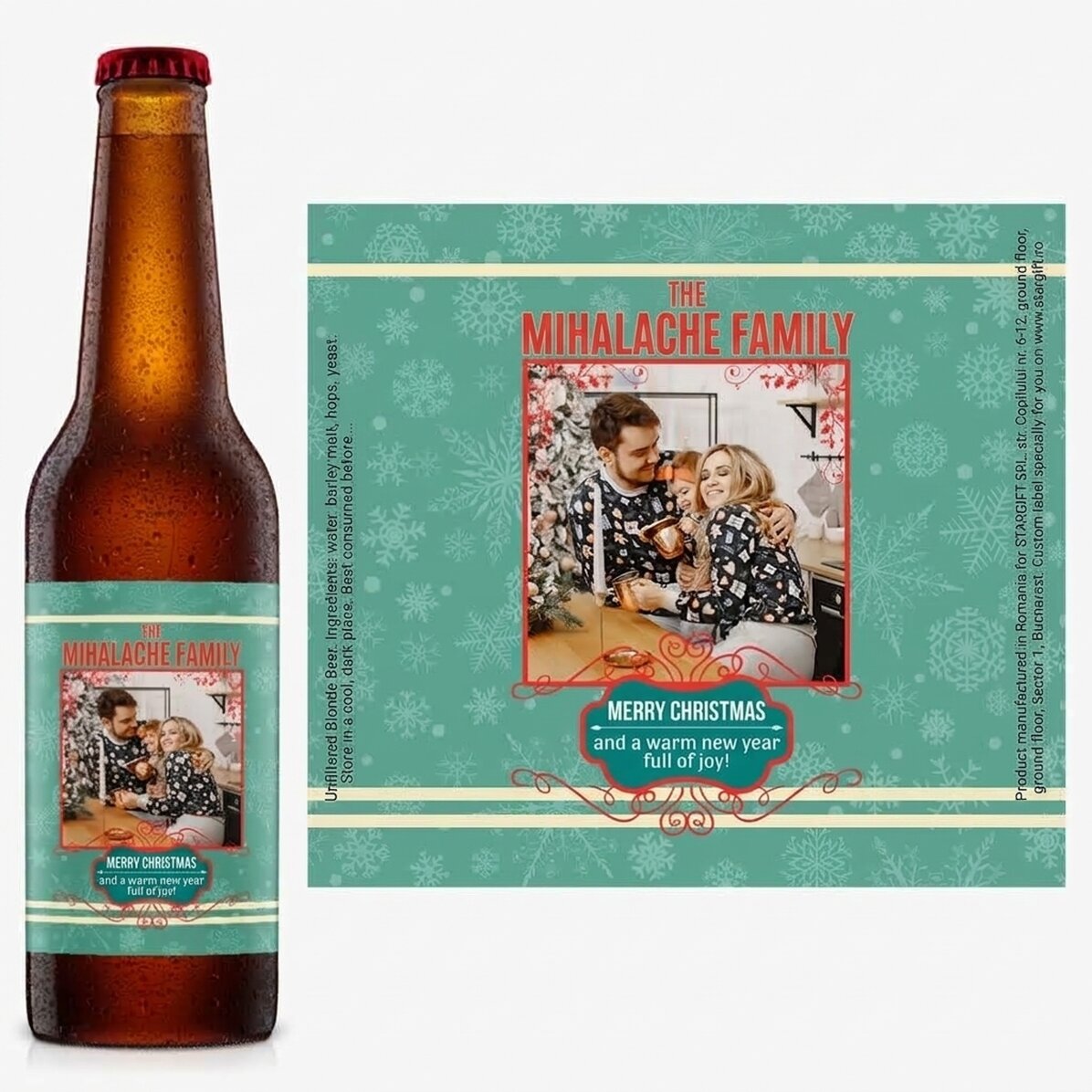 Birra personalizzata con foto e testo - Vintage Christmas