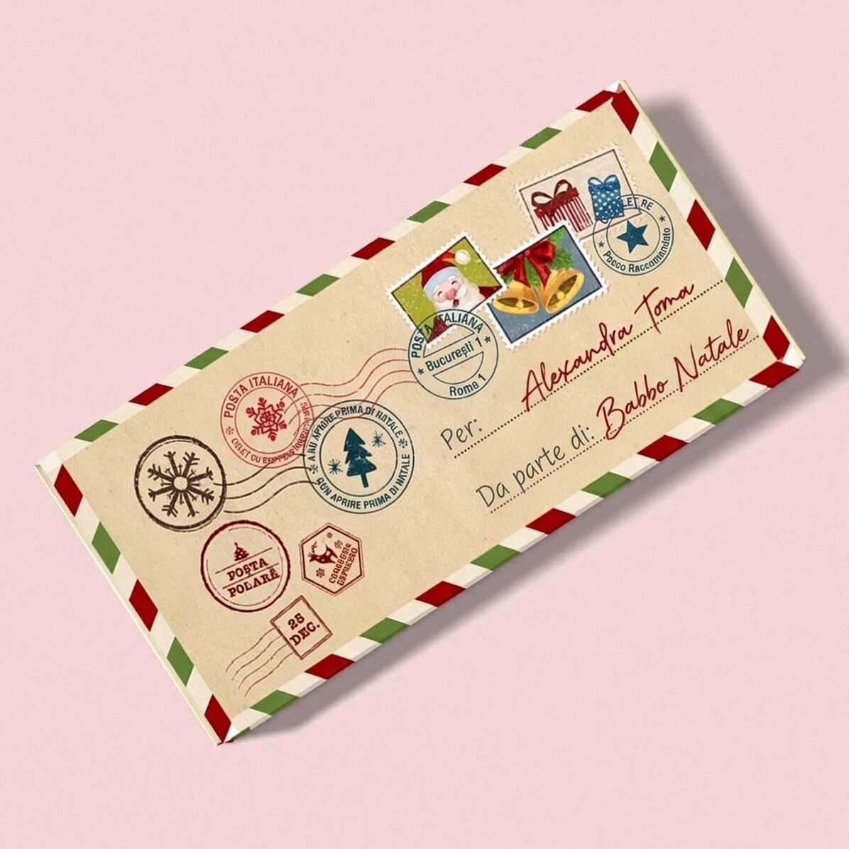 Cioccolato personalizzato con una scritta - Da Babbo Natale