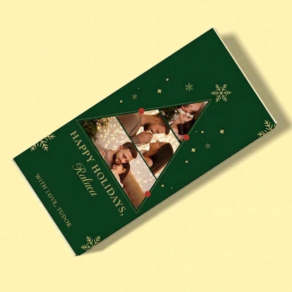 Cioccolato personalizzato con 3 foto e un messaggio di Natale - Albero di Natale