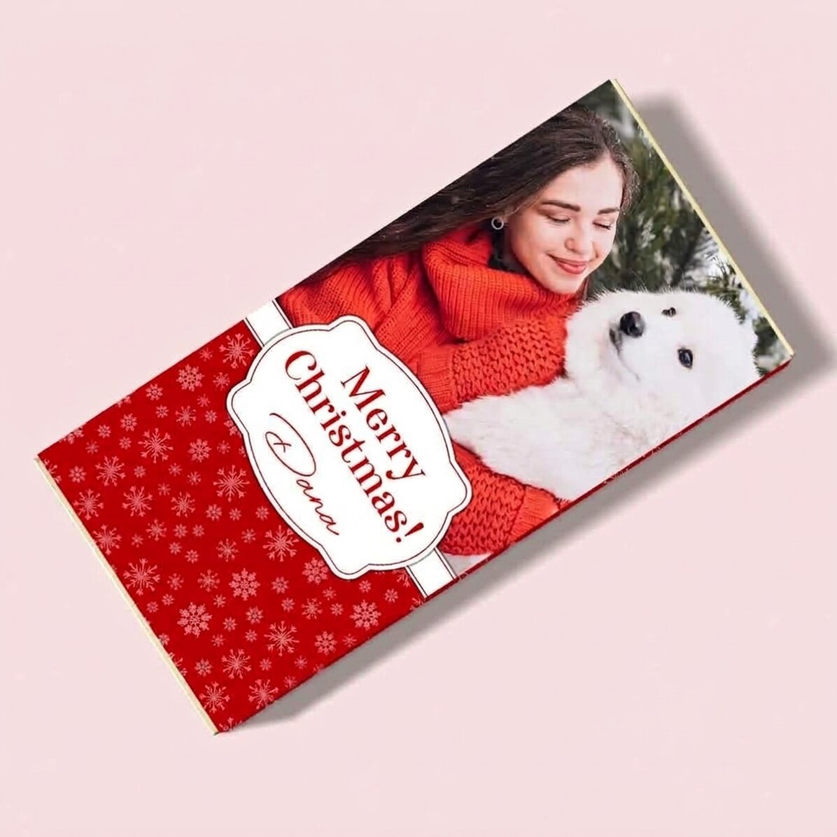 Cioccolato personalizzato con una foto e un messaggio di Natale - Fiocchi di neve