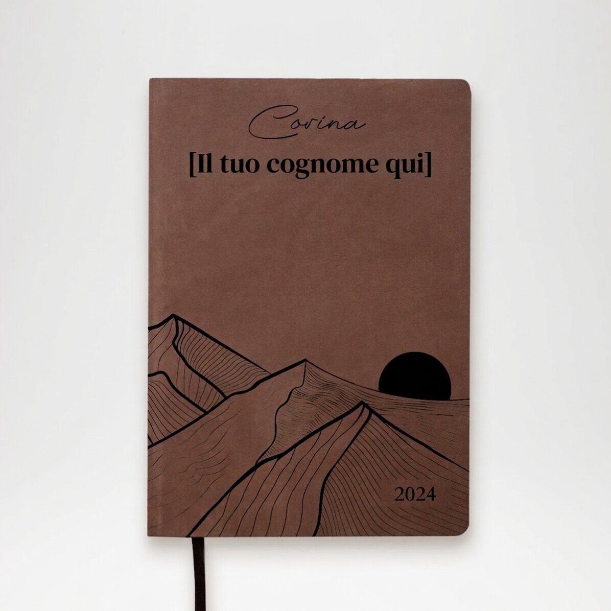 Agenda in pelle personalizzata con testo - Paesaggio astratto