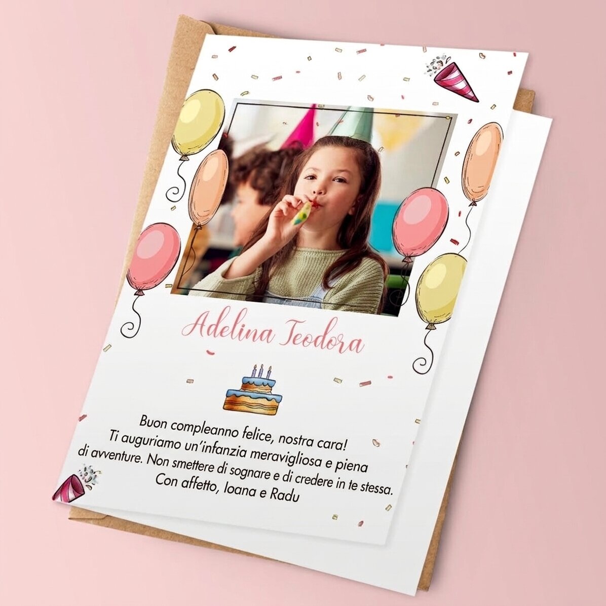 Biglietto di auguri personalizzato con foto e testo - Buon compleanno