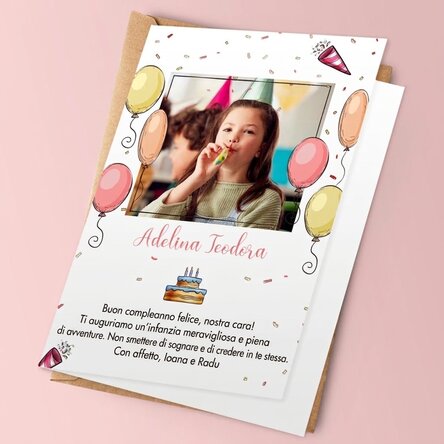 Biglietto di auguri personalizzato con foto e testo - Buon compleanno
