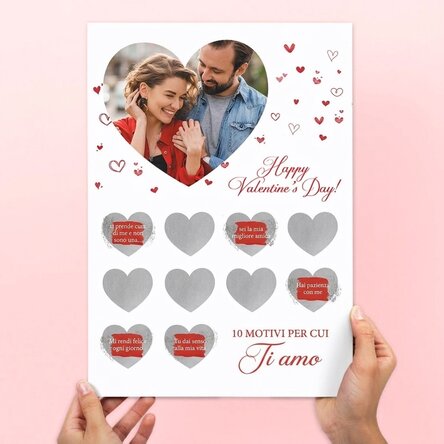 Poster personalizzato da grattare con foto e testo - 10 motivi per cui ti amo