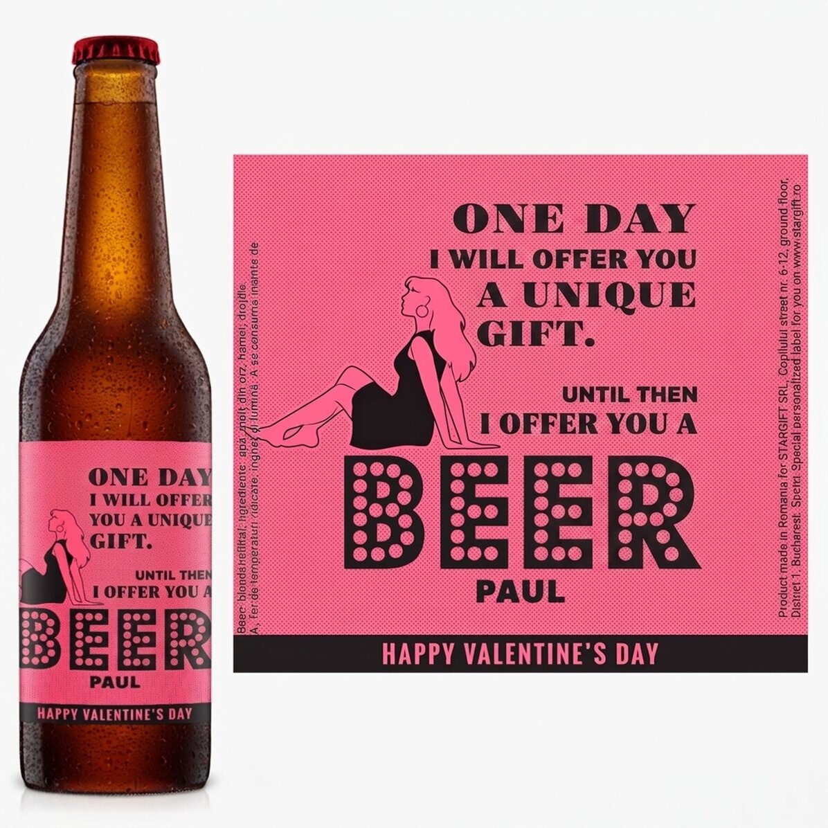 Birra personalizzata con scritta in stile retrò - Birra di San Valentino