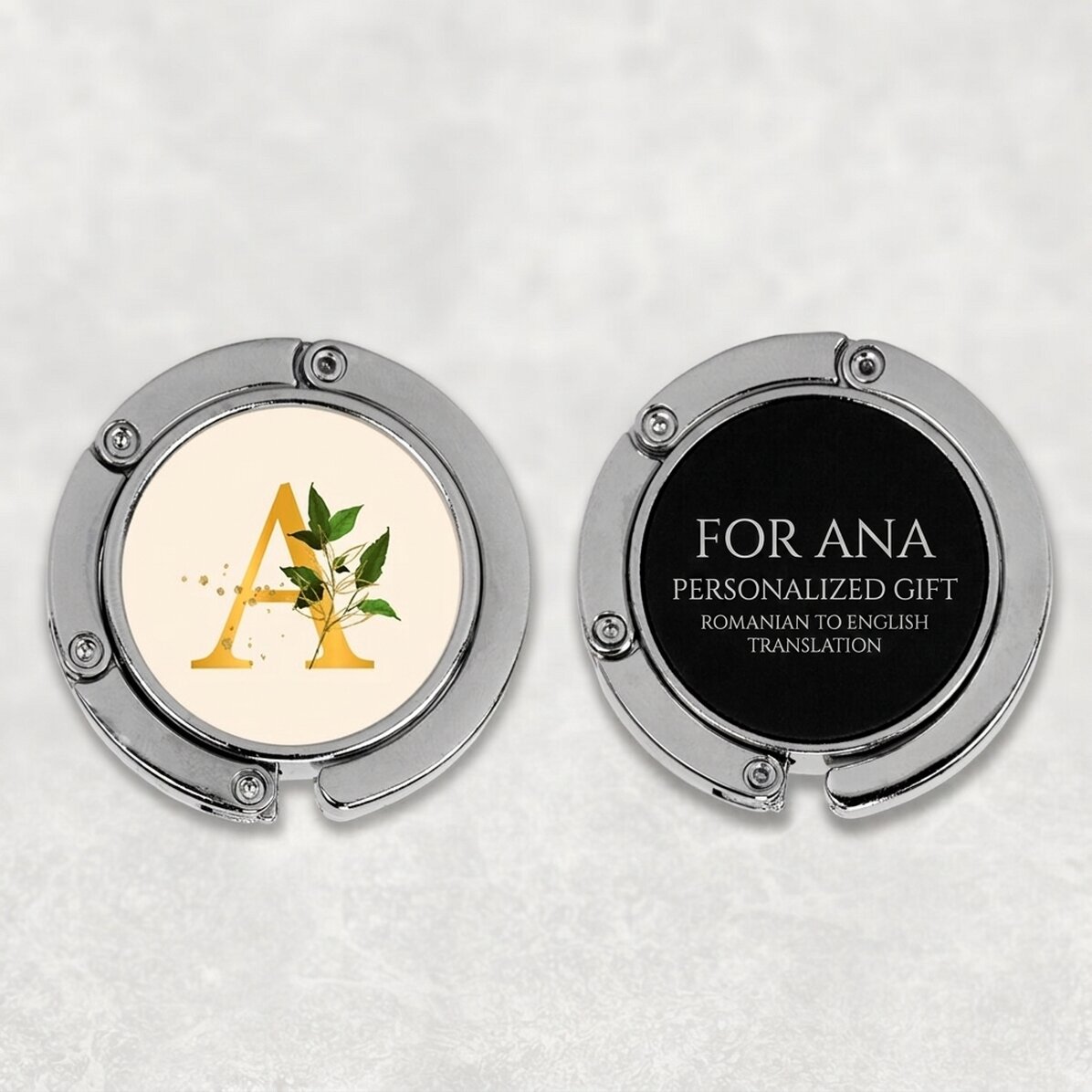 Portaborsa da tavola personalizzato con iniziale - Floral Gold