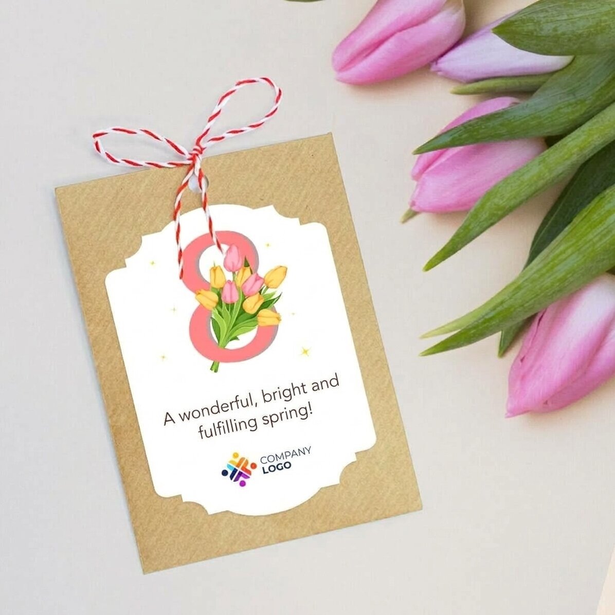Bustina di semi di fiori personalizzata con logo e messaggio - 8 marzo