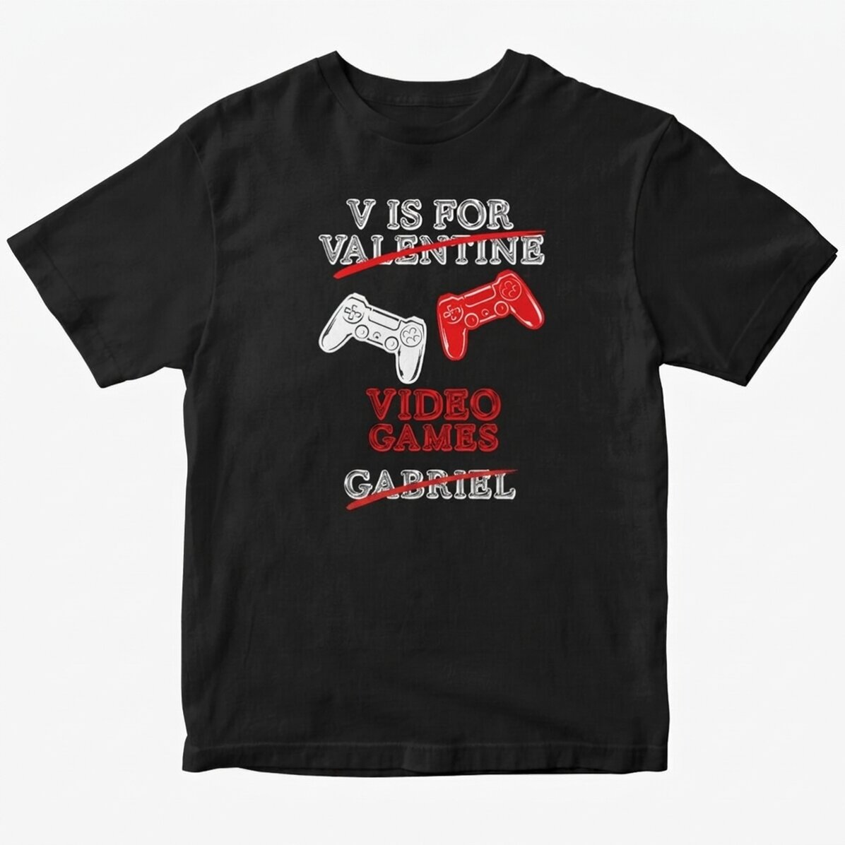 Maglietta in cotone personalizzata con scritta - V is for Video Games