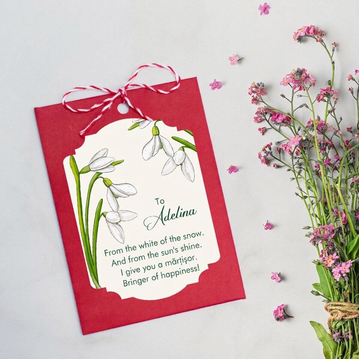 Martisor piantabile personalizzati con messaggio per le colleghe - Bucane