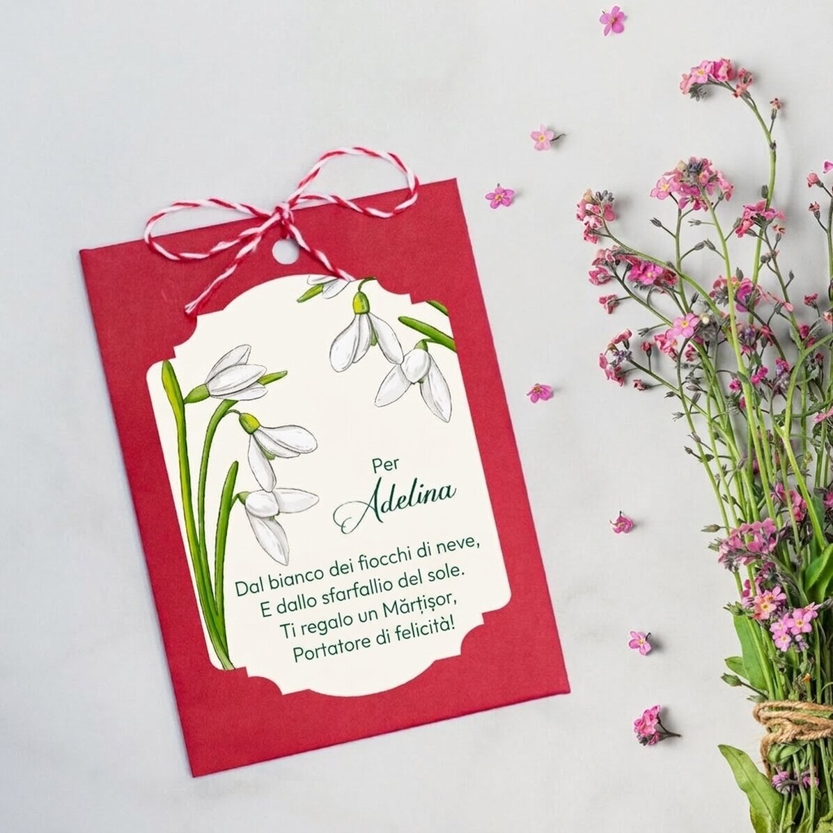 Martisor piantabile personalizzati con messaggio per le colleghe - Bucane