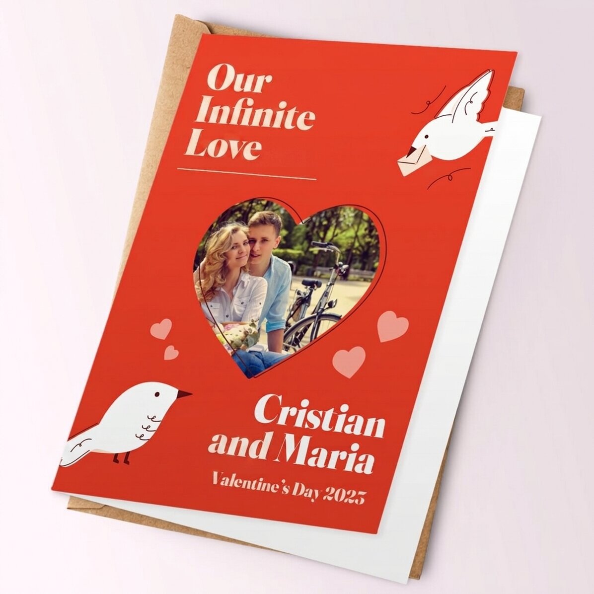 Biglietto di auguri personalizzato con foto e messaggio - Il nostro amore infinito