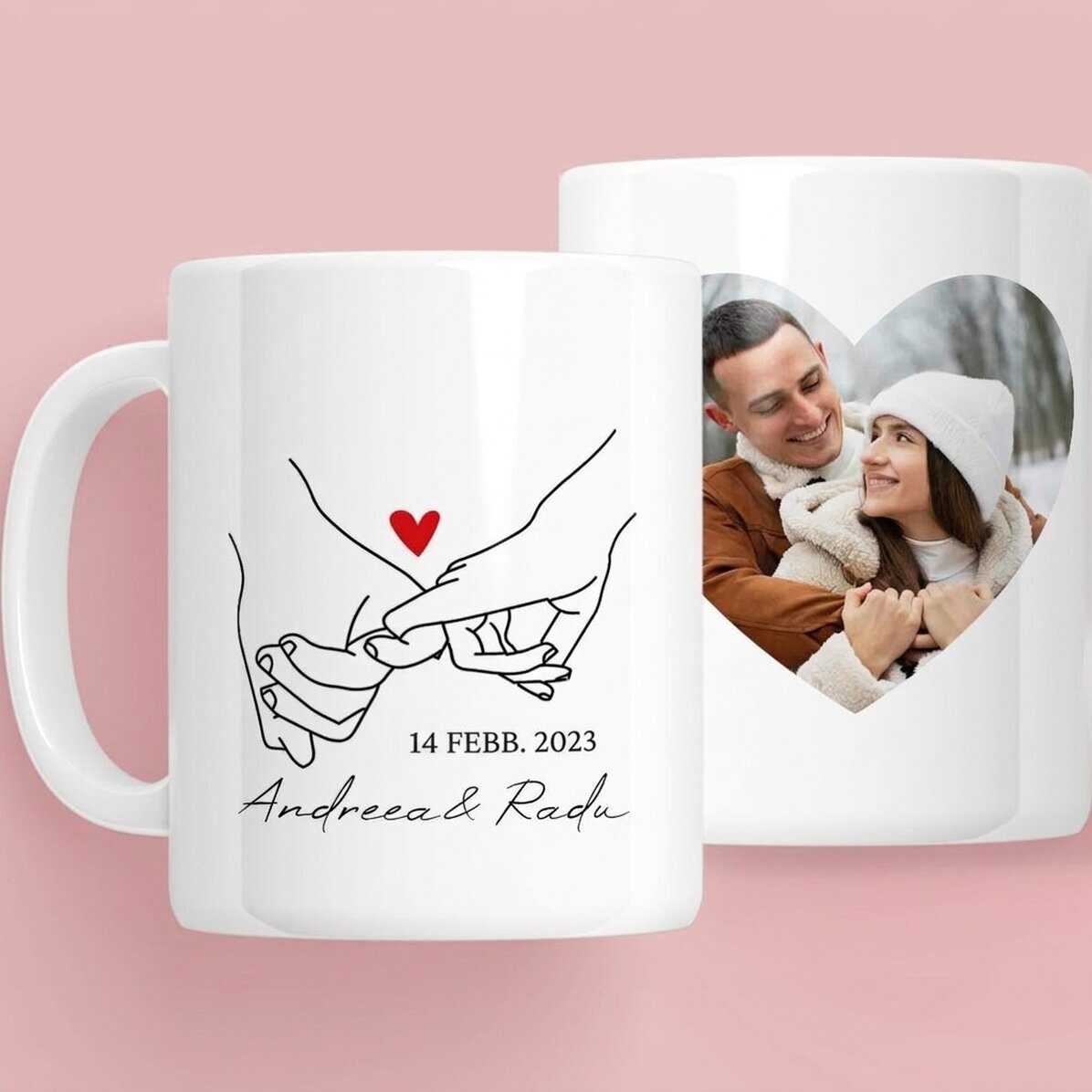 Tazza personalizzata con una frase e una foto a forma di cuore - Promise