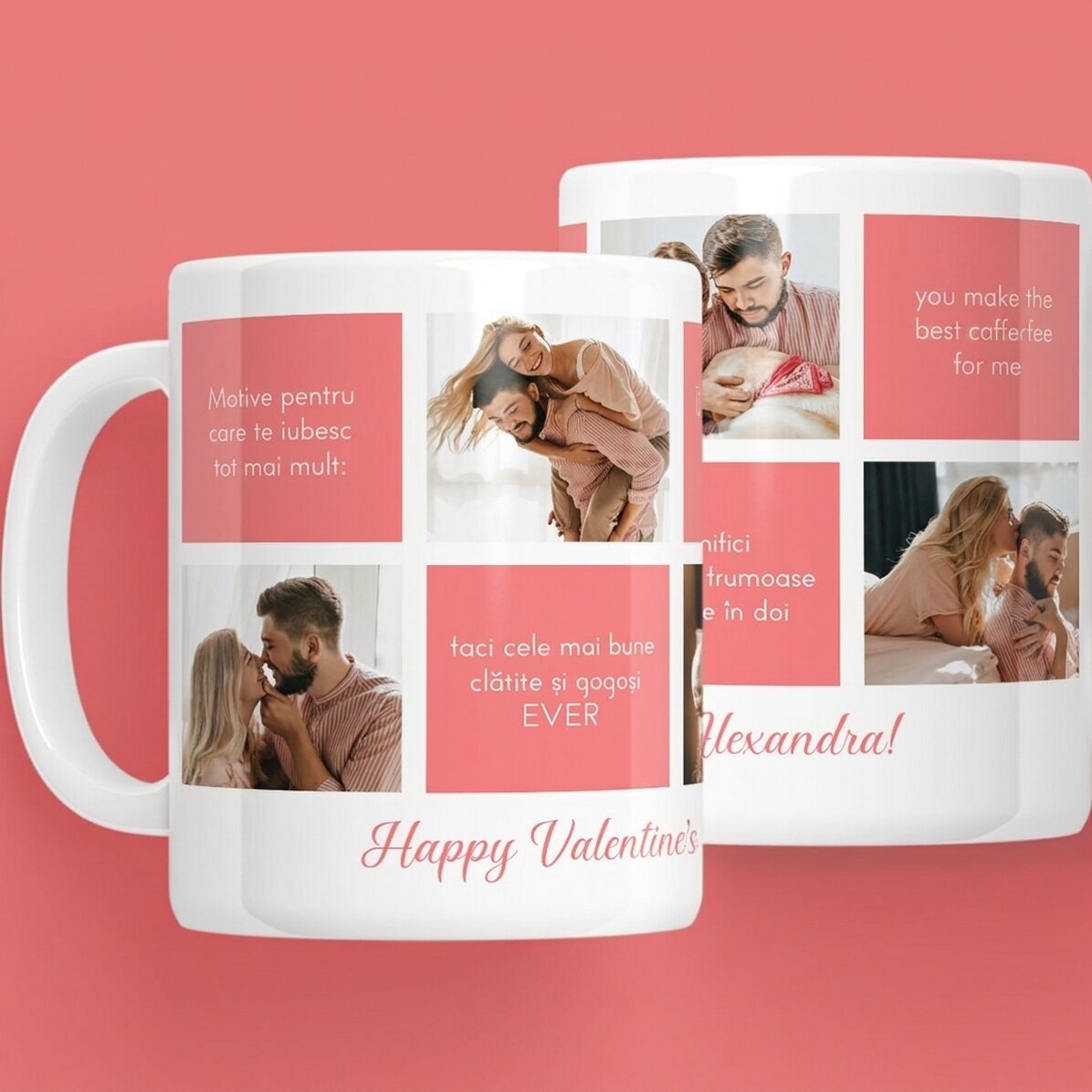 Tazza personalizzata con testo e 5 foto - Motivi per cui ti amo