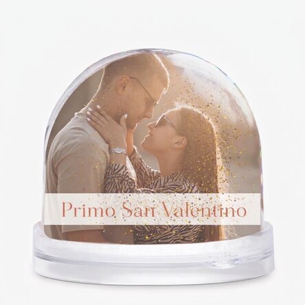 Globo da scrivania personalizzato con due foto e un testo