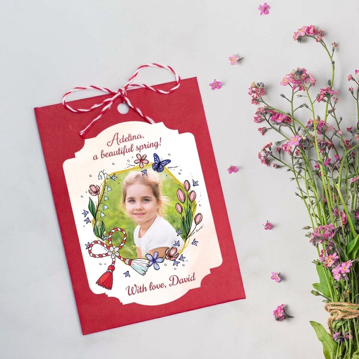 Martisor da piantare personalizzato con foto e messaggio - Floricele