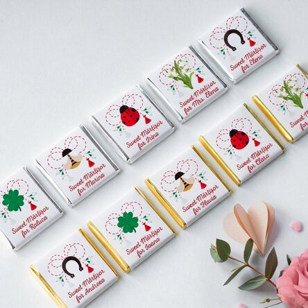 Set di 10 mini cioccolatini personalizzati con nome