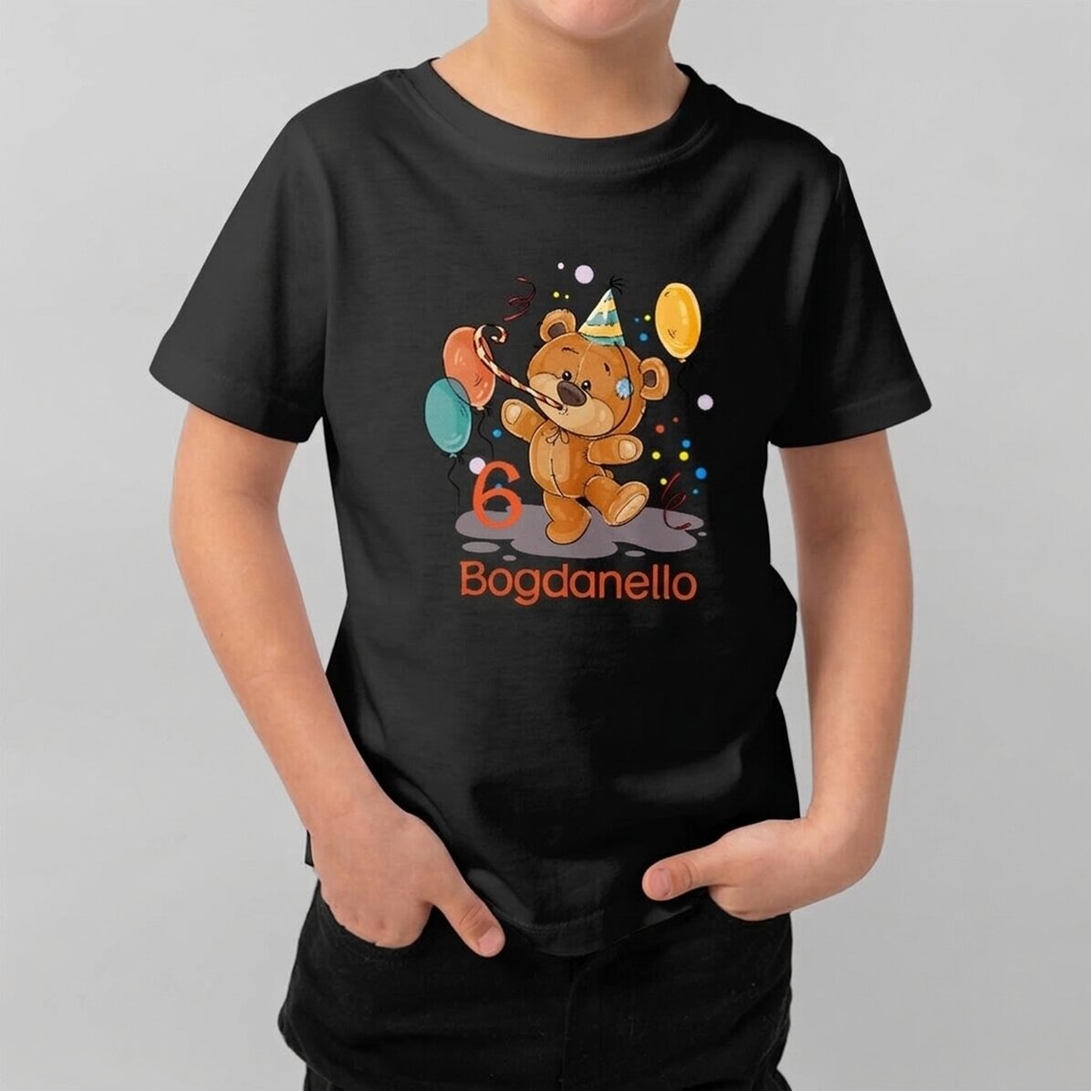 Maglietta in cotone per bambini personalizzata con scritta - Compleanno