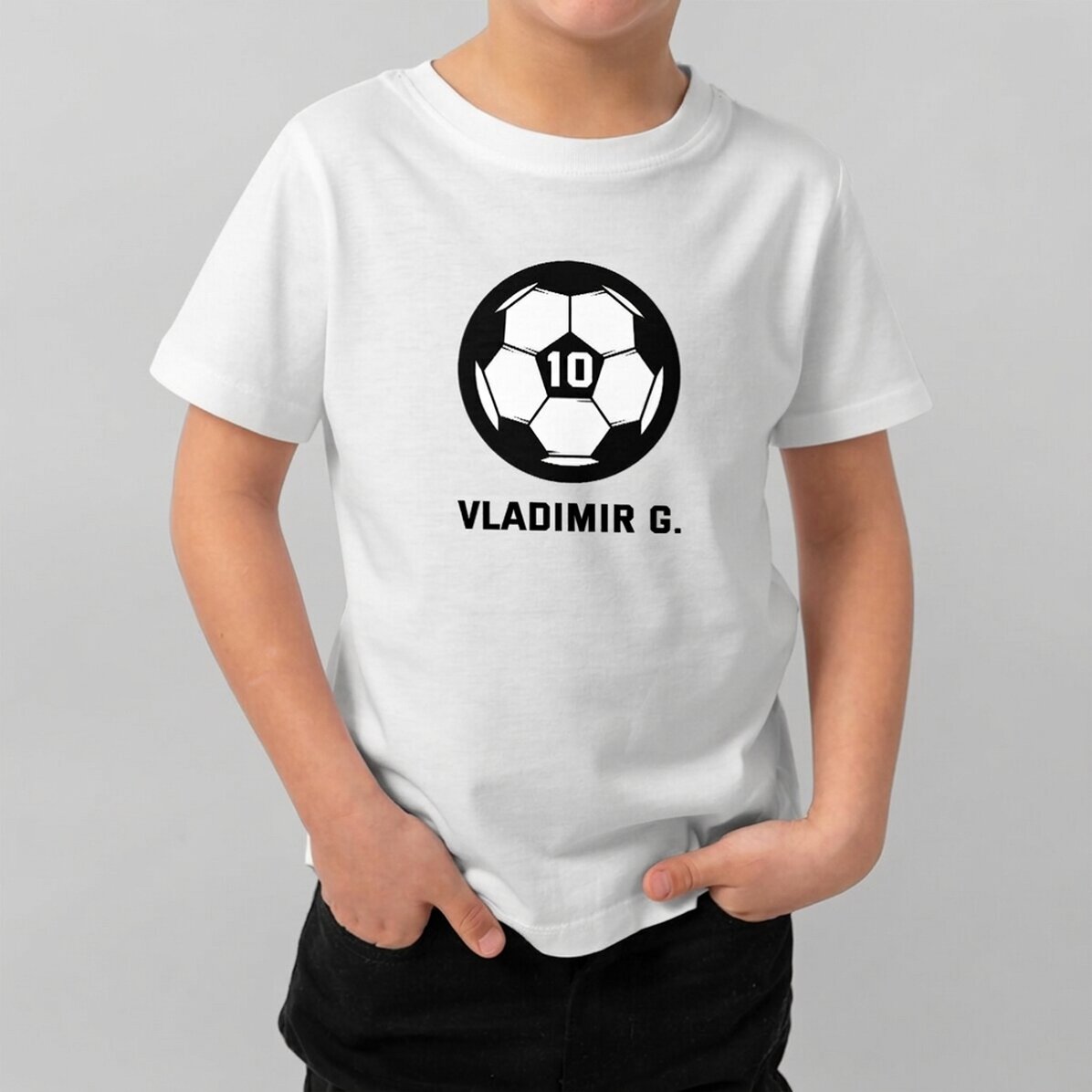 Maglietta in cotone per bambini personalizzata con scritta - Calcio