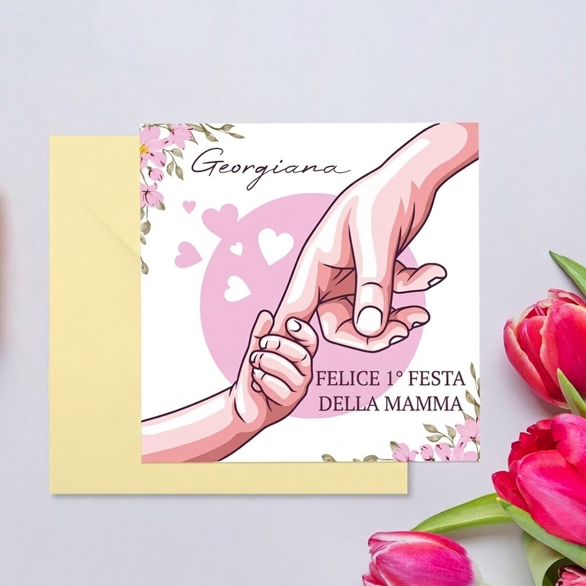 Biglietto quadrato personalizzato con testo - Mamma