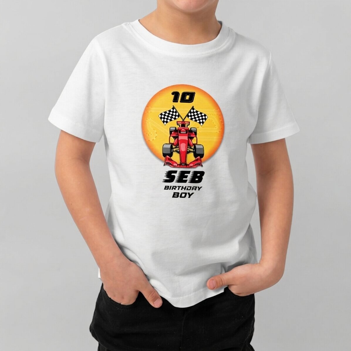 Maglietta in cotone per bambini personalizzata con scritta - Formula 1