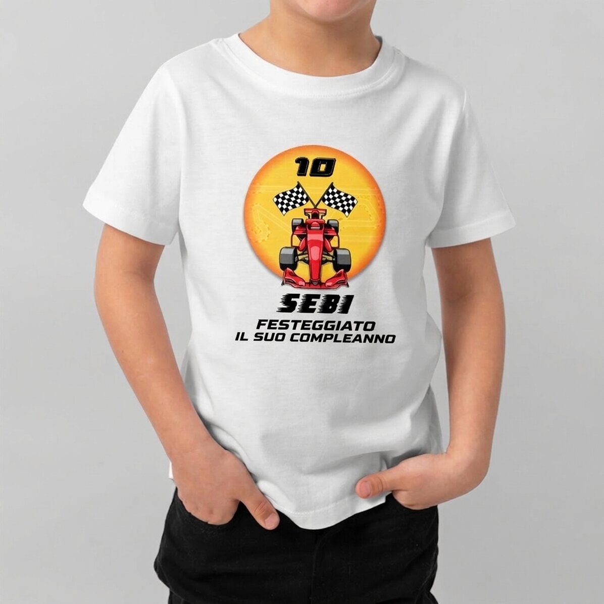 Maglietta in cotone per bambini personalizzata con scritta - Formula 1