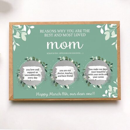 Personalised scratch card with motifs for the best mum