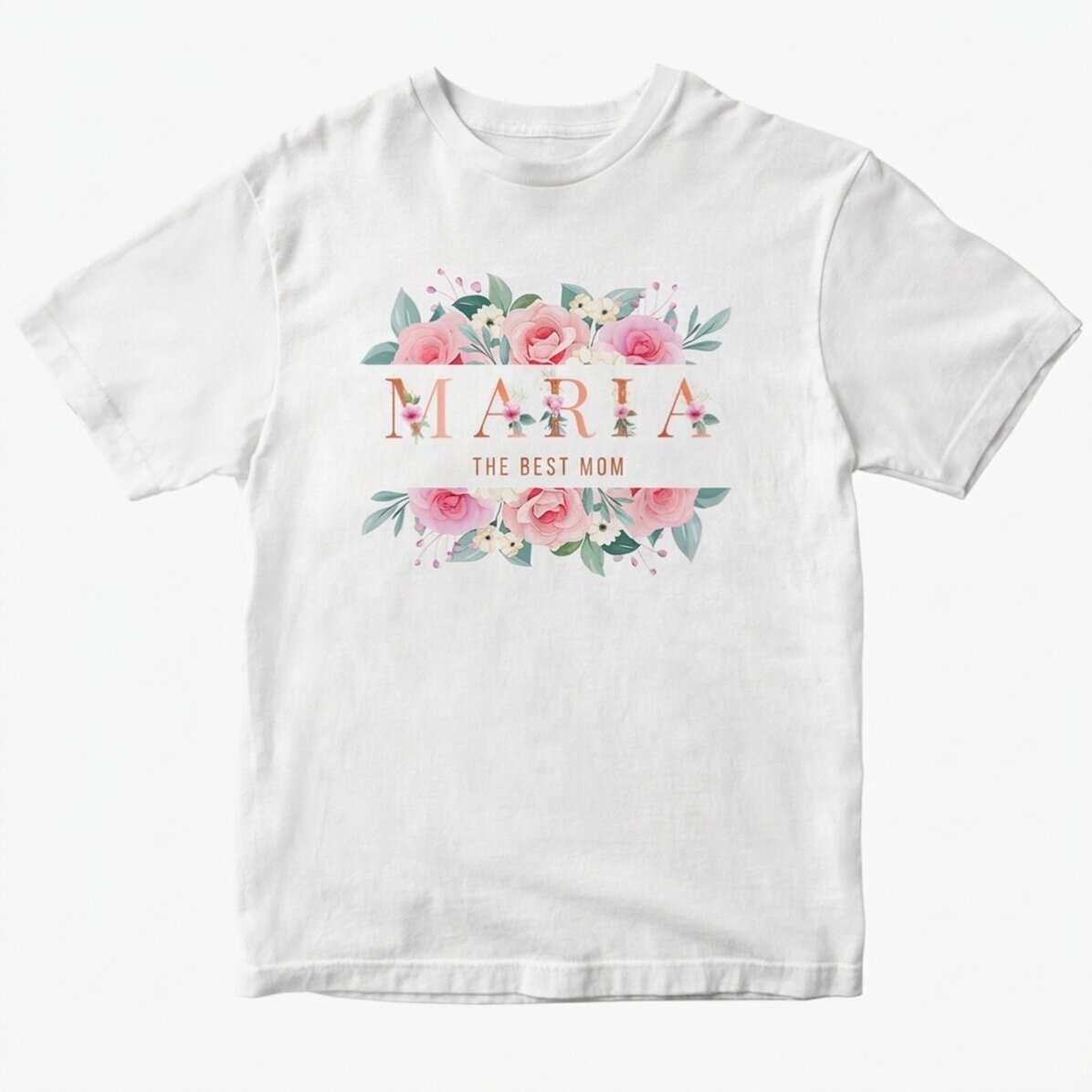 Maglietta in cotone personalizzata con scritta floreale - La mamma migliore