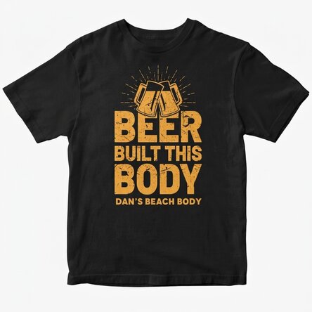 Maglietta in cotone personalizzata con scritta - Beer Built This Body