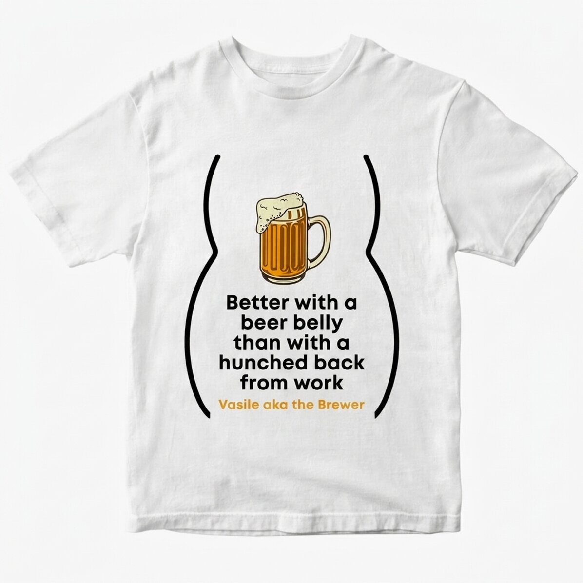 Maglietta in cotone personalizzata con scritta - Pancia da birra