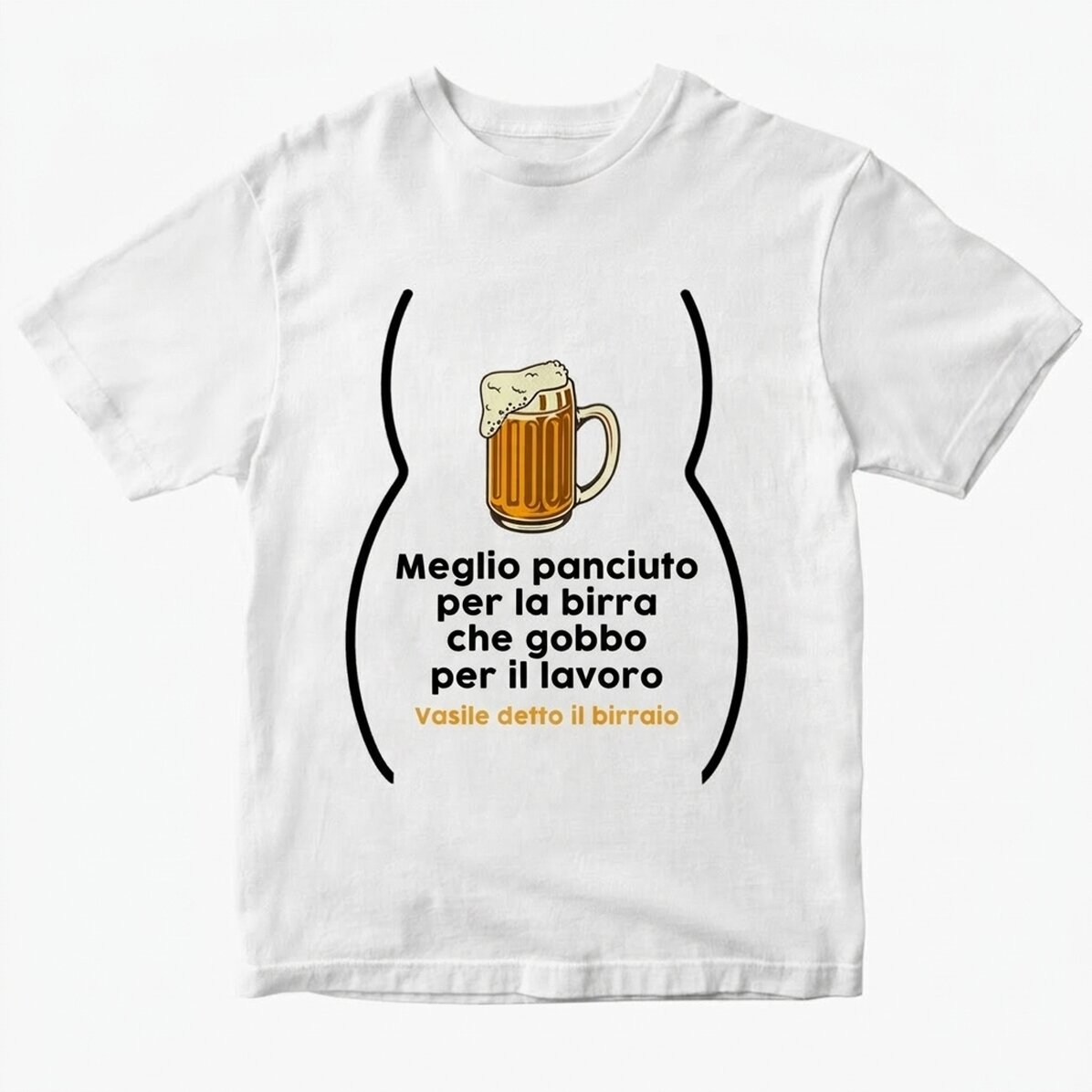 Maglietta in cotone personalizzata con scritta - Pancia da birra
