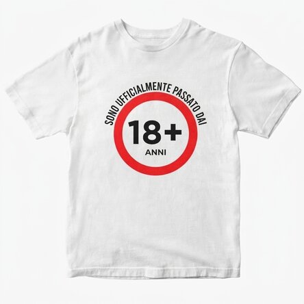 Maglietta in cotone personalizzata con scritta - 18 anni