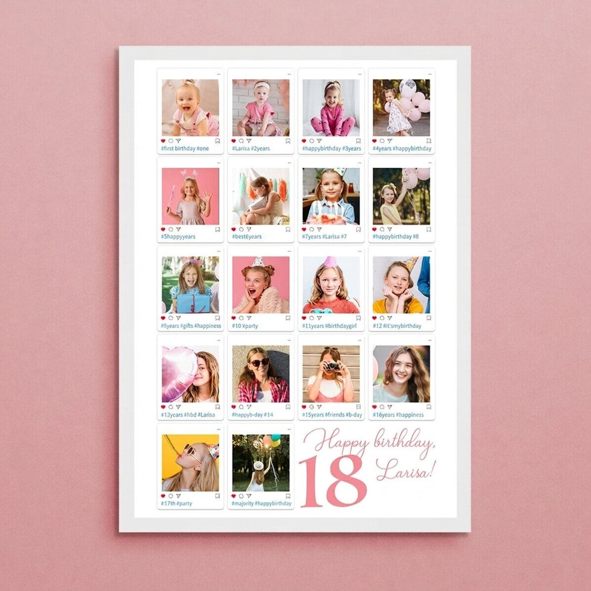 Quadro personalizzato con 18 foto e un messaggio - #Instagram